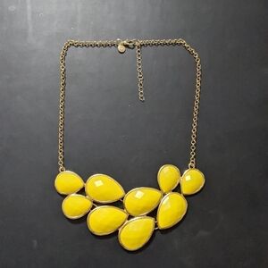 Jane Stone Gold Tone Yellow Faceted Teardrop Bubble Bib Style Statement Necklace